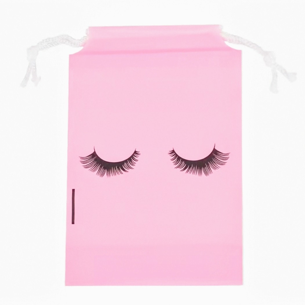 2/$10 Pink Eyelash Design Drawstring Bag